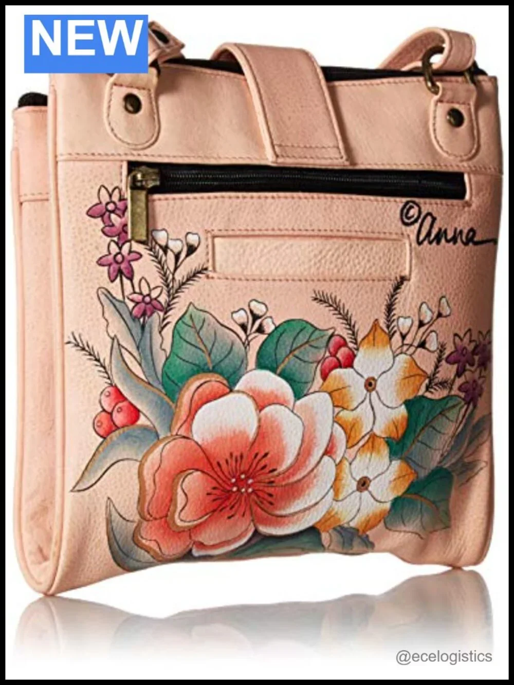 Genuine Leather Hand-Painted Travel Organizer Triple Compartment Satchel
